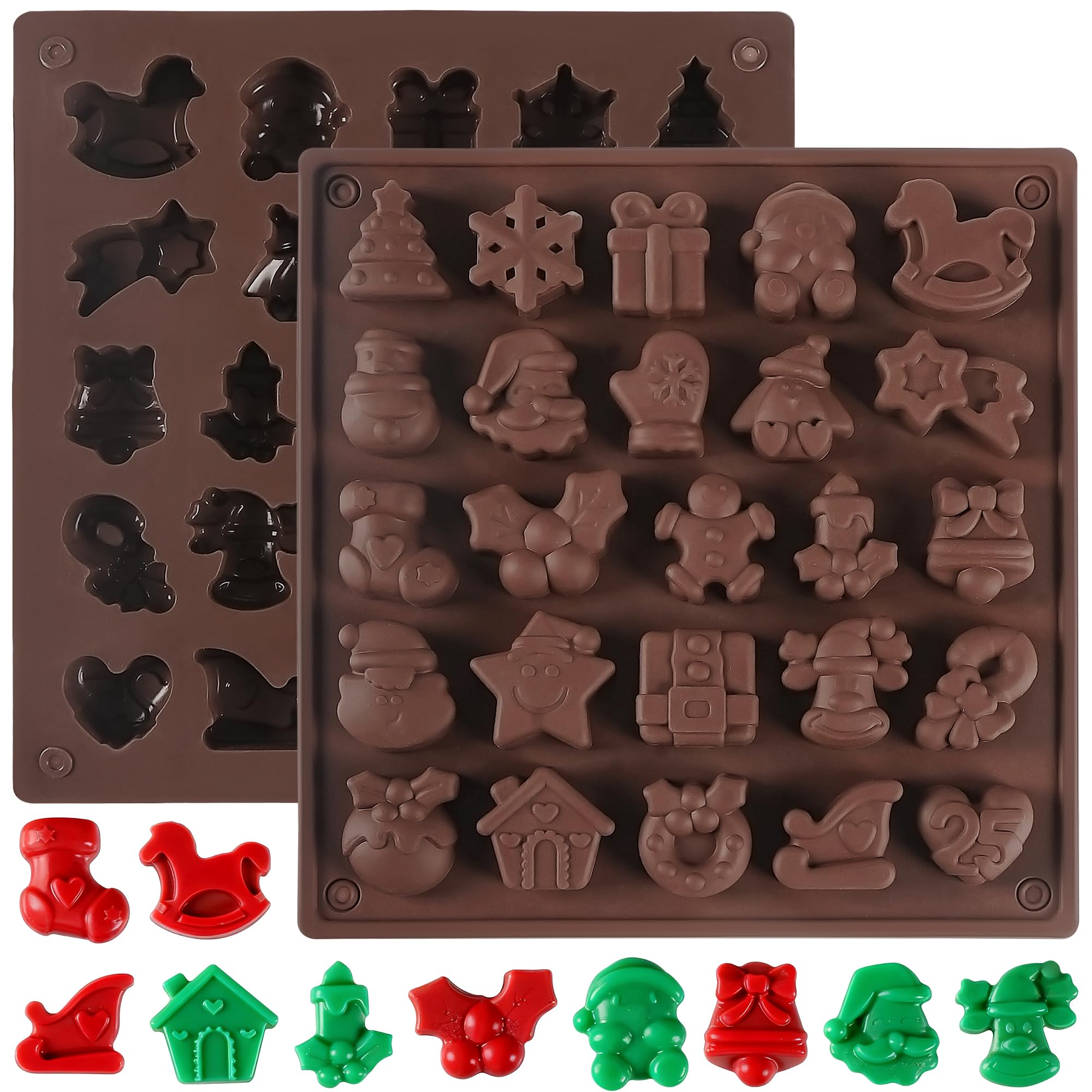 Silicone Mold Baking - 1-2個入り クリスマスシリコンモールド フォンダンチョコレートモールド | クリスマスツリー用シリコンオーナメント サンタ、キャンディモールド、アイスキューブ