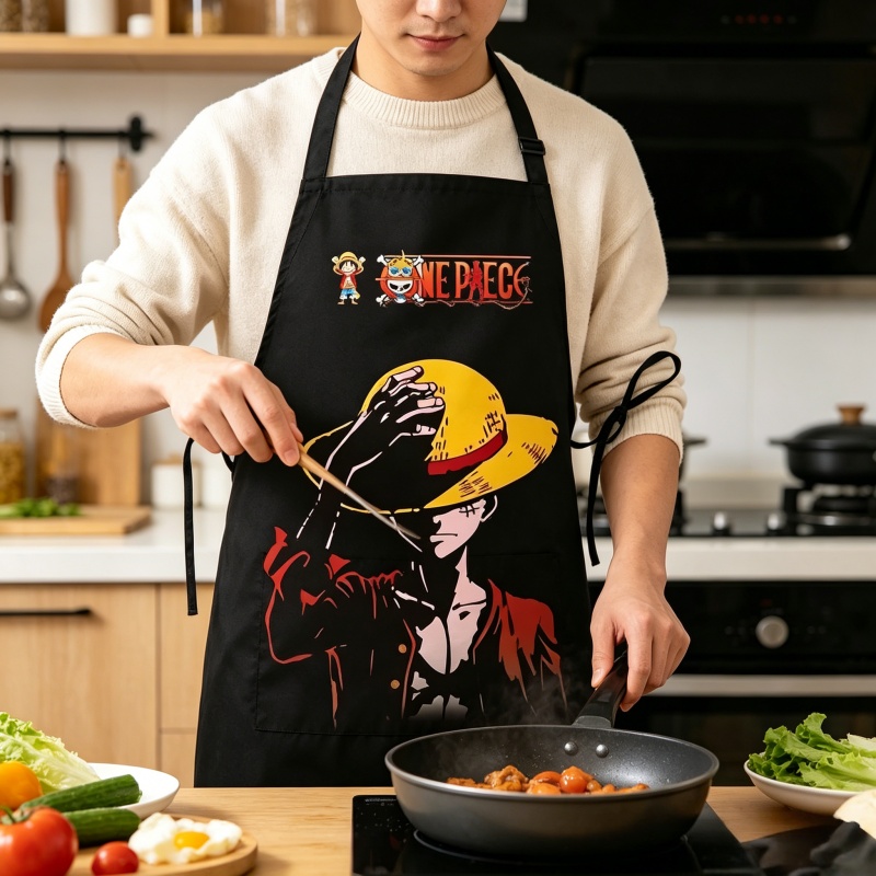 Kitchen Gadgets Aliexpress - ワンピース ルフィ柄エプロン プリント漫画アニメエプロン キッチン料理用エプロン 調理用エプロン 家庭用エプロン