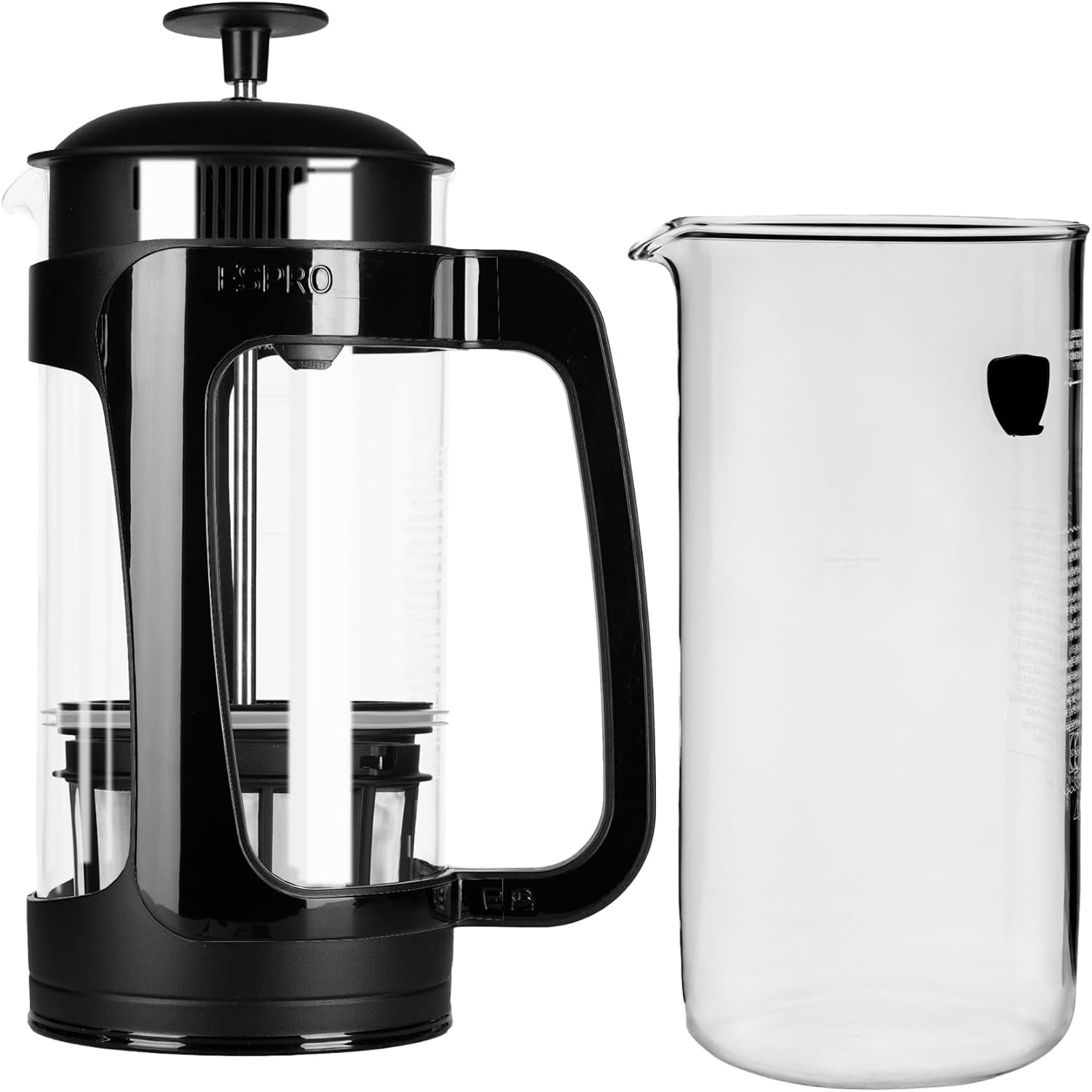French Press Coffee Maker - ESPRO P3 フレンチプレスコーヒーメーカー、32オンス、ブラック + 32オンス交換用ガラスカラフェ