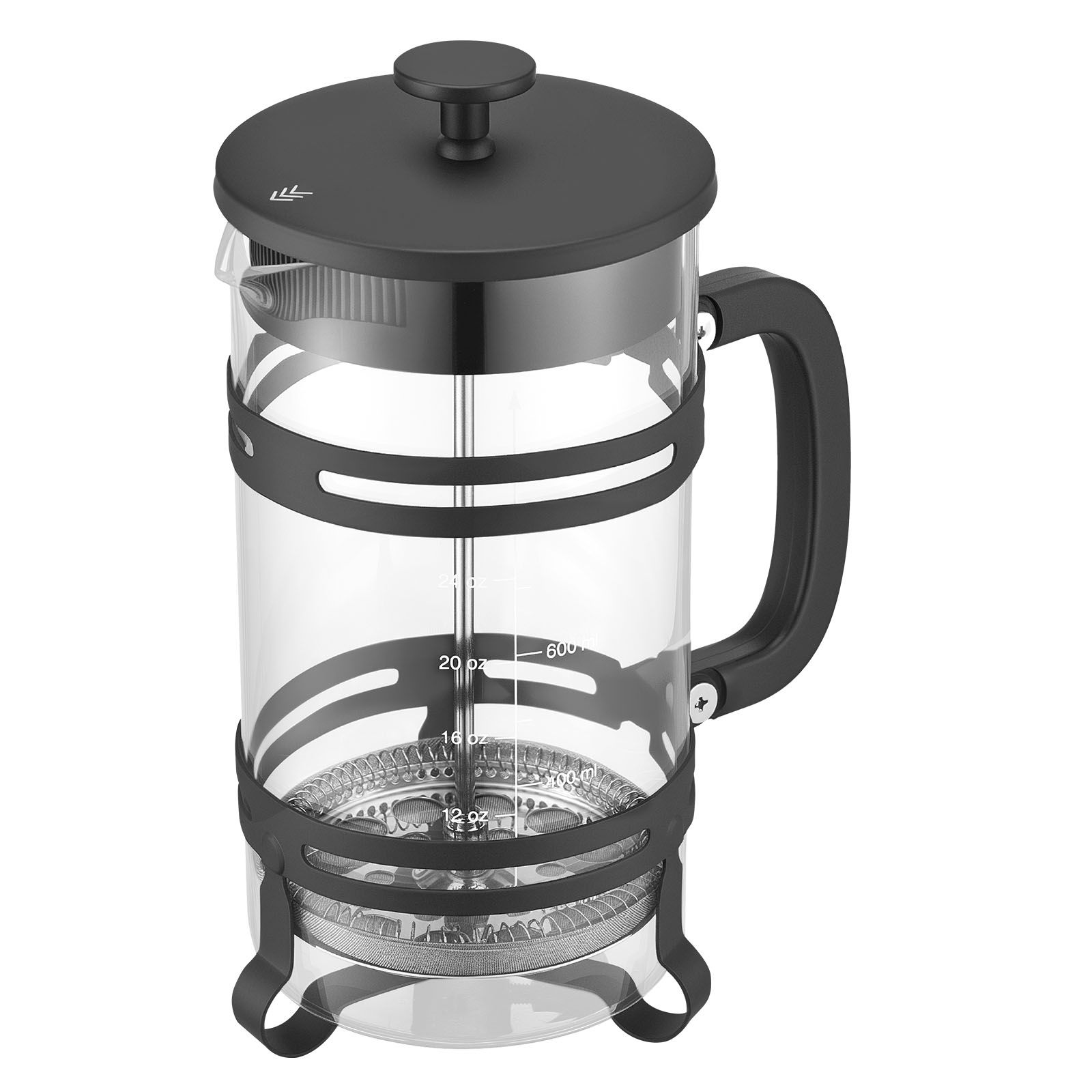 French Press Coffee Maker - フレンチプレスコーヒーメーカー、34オンス（1リットル）ボロシリケートガラス製コーヒープレスティーメーカー、ステンレスフィルター付き、大型ガラス製