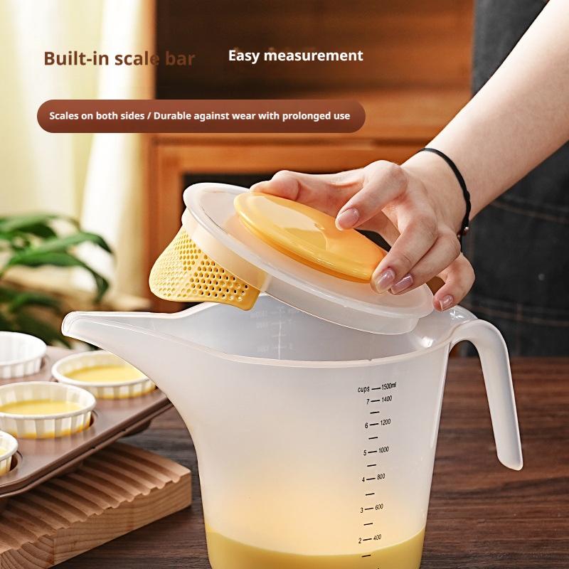 Kitchen Gadgets Rice Filter - 多機能大型卵分離カップ（計量目盛り付き）、卵フィルター付きベーキング計量カップ、キッチンガジェット、米洗い器