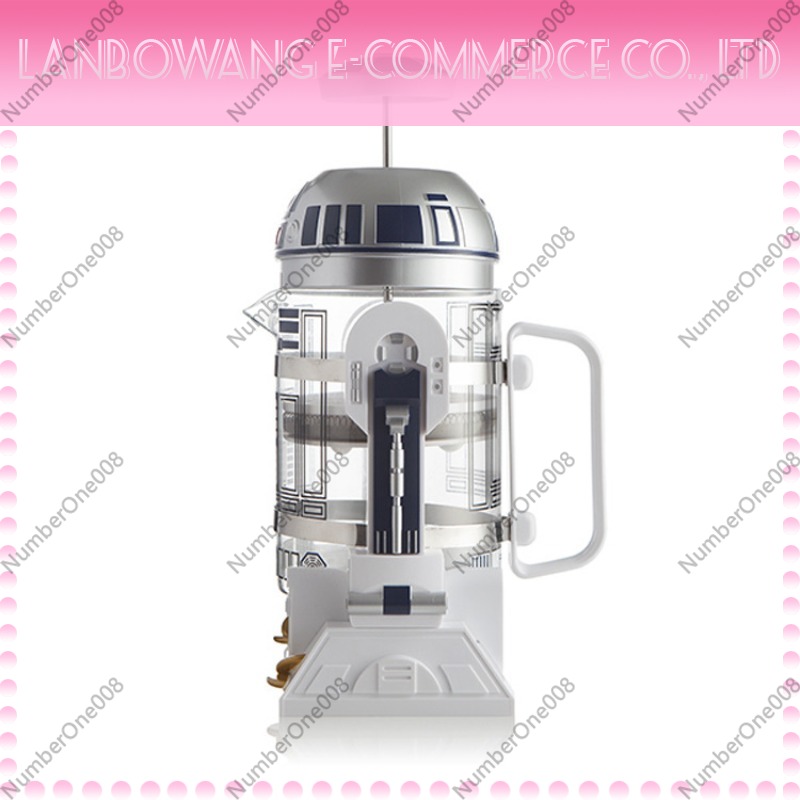 French Press Coffee Maker - クリエイティブなR2D2ロボット型ミニ手動ドリップコーヒーメーカー、断熱コーヒーポット、フレンチプレスポット、家庭用、オフィス用