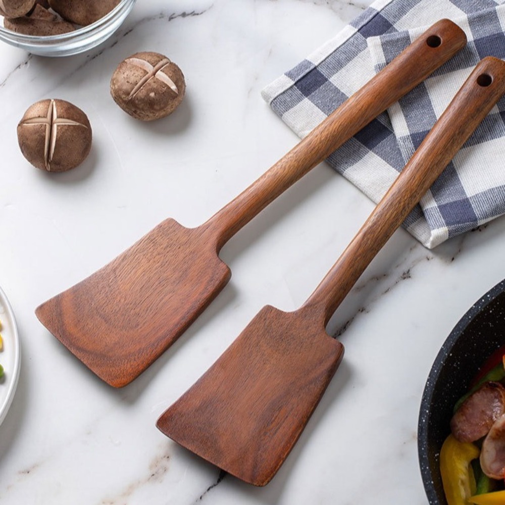 Kitchen Gadgets That Make Life Easier - 34 センチメートル木製調理ヘラターナーロングハンドルシャベルノンスティック炒めヘラ目玉焼き漏れシャベルキッチンアクセサリー