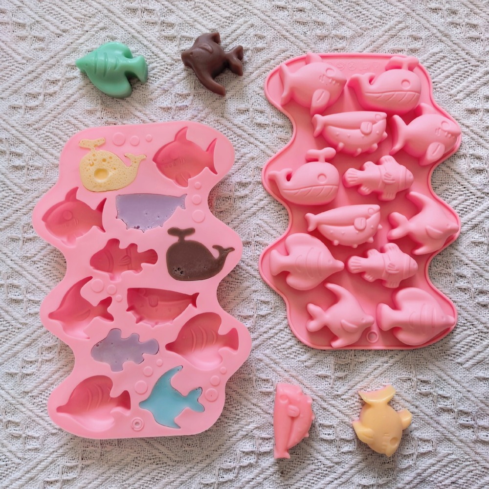 1個12個の型が付いた6種類の魚の形をしたシリコン型、チョコ - Silicone Mold Baking のレビューと価格
