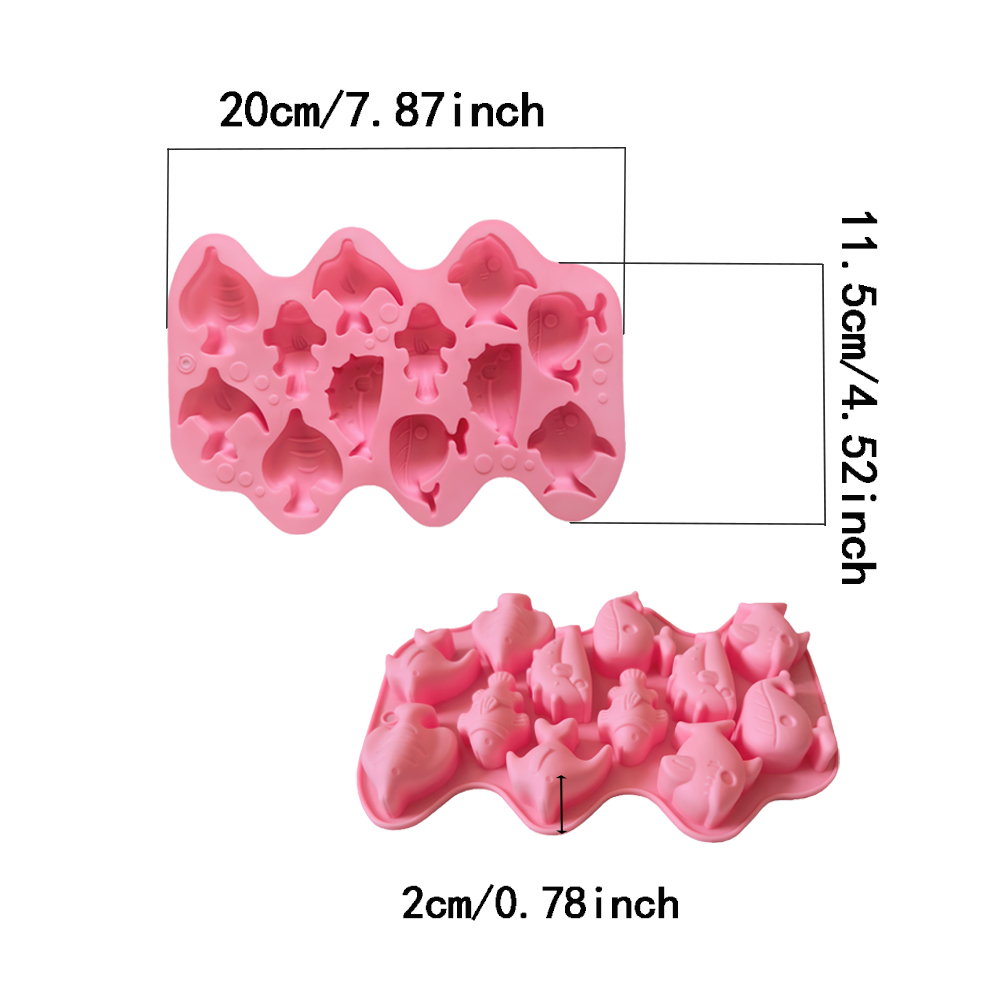 1個12個の型が付いた6種類の魚の形をしたシリコン型、チョコ - Silicone Mold Baking のレビューと価格