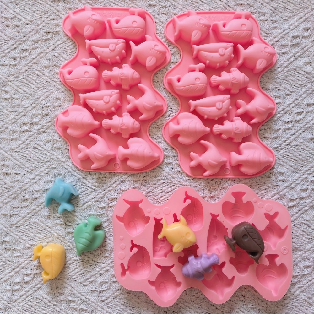 1個12個の型が付いた6種類の魚の形をしたシリコン型、チョコ - Silicone Mold Baking のレビューと価格