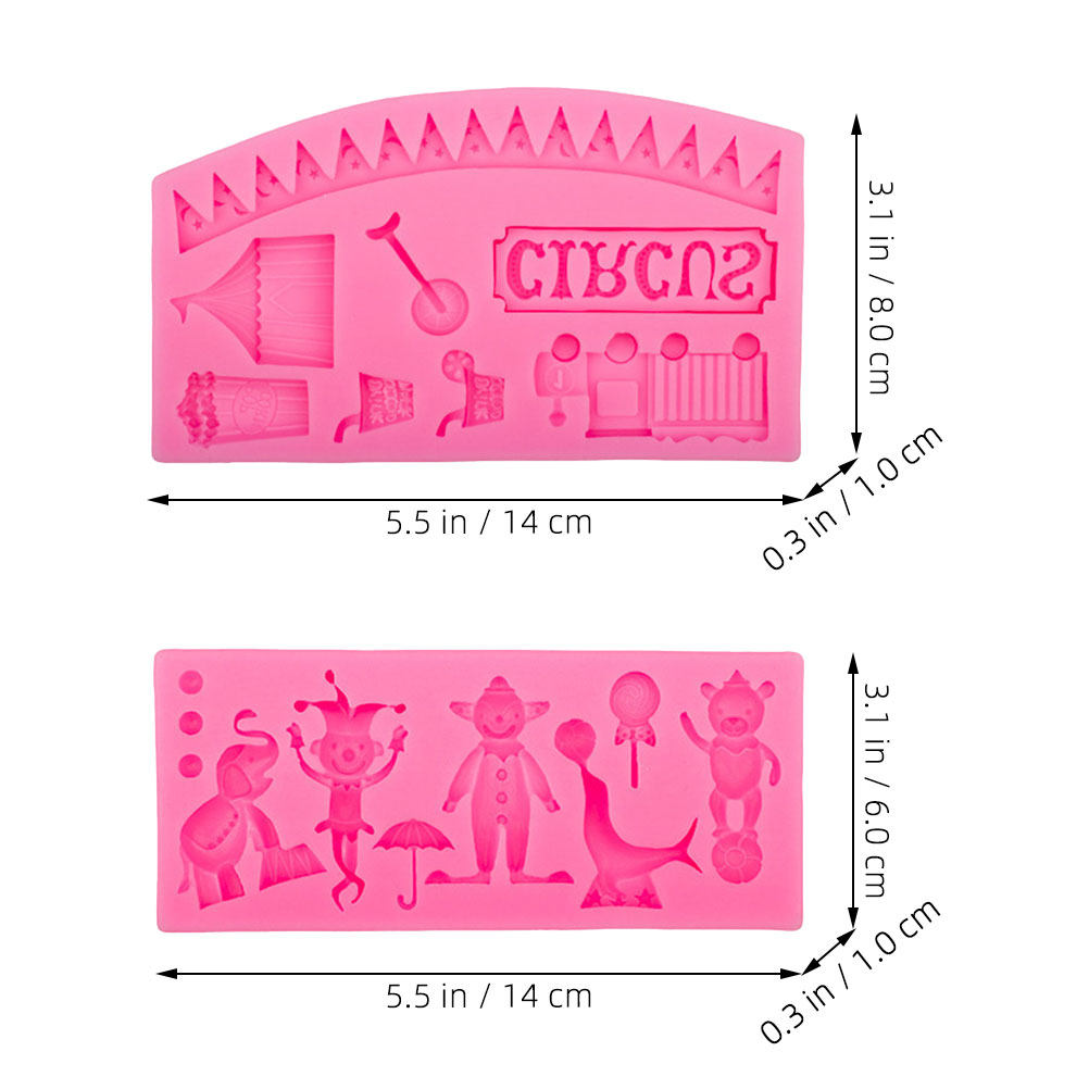 2個セット サーカス柄シリコンフォンダンモールド ケーキ、カ - Silicone Mold Baking のレビューと価格