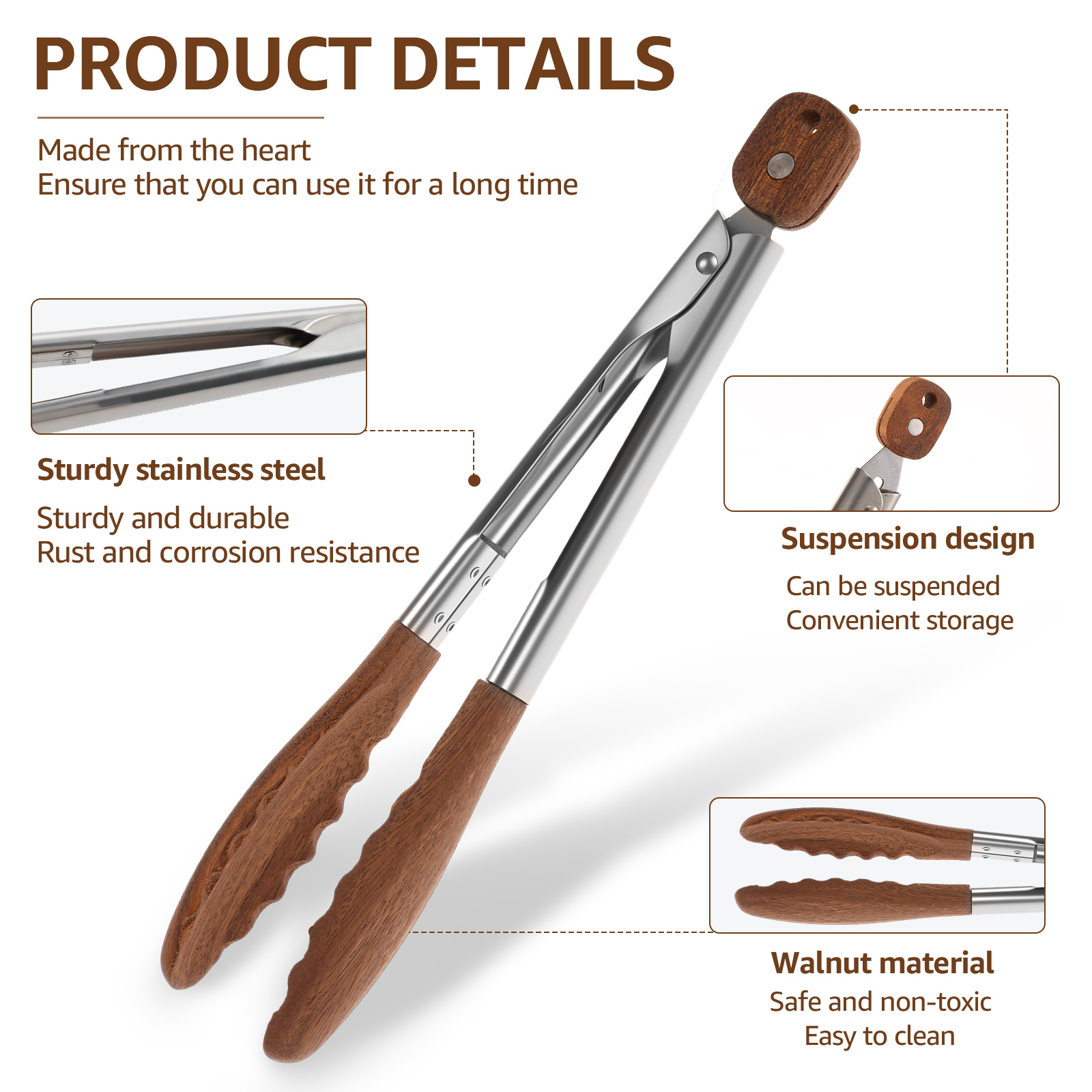 2/3 個フードトングクルミ材キッチン調理トング耐熱人間工学 - Kitchen Gadgets That Make Life Easier のレビューと価格