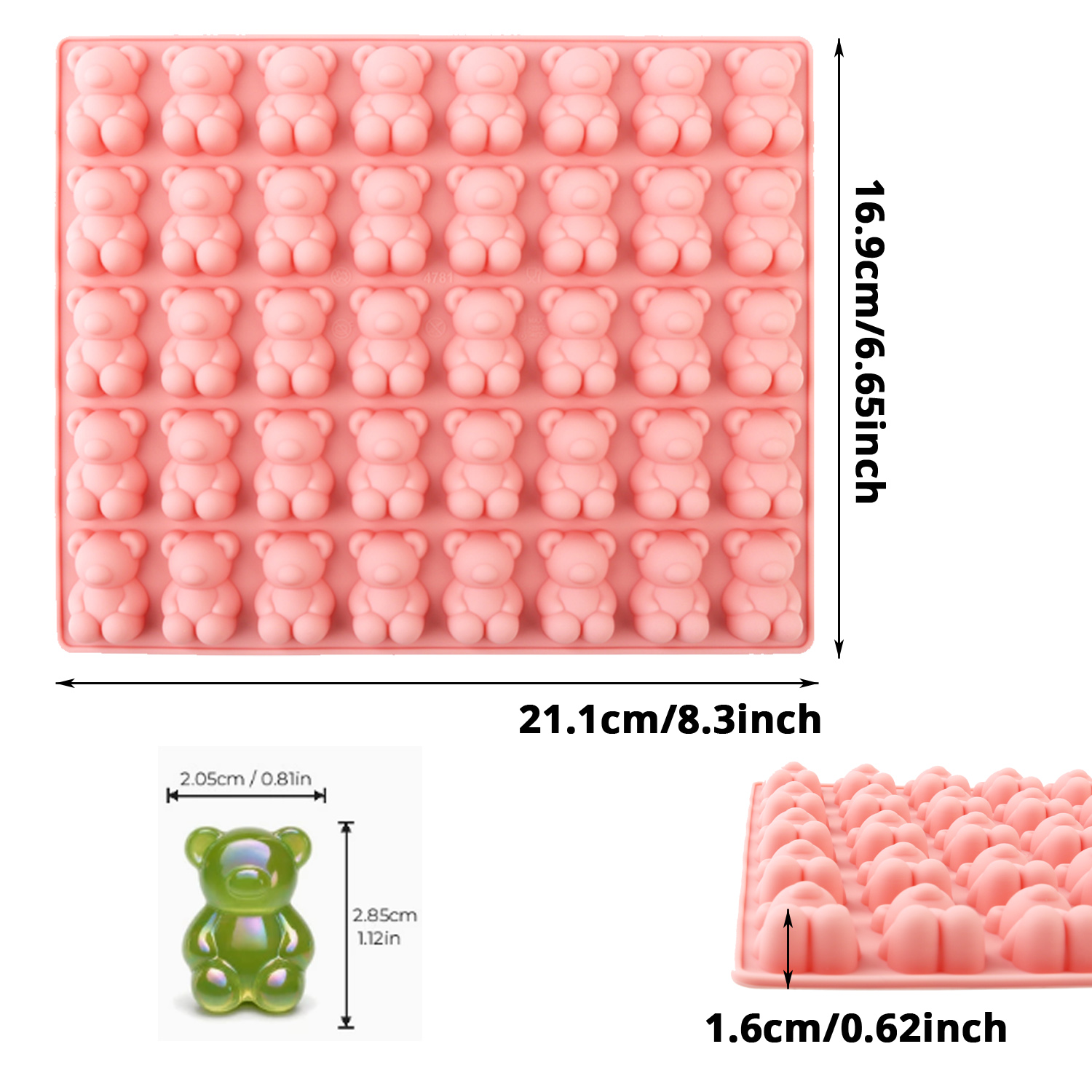 40個取りベア型シリコンモールド 3D漫画風クマチョコレート - Silicone Mold Baking のレビューと価格
