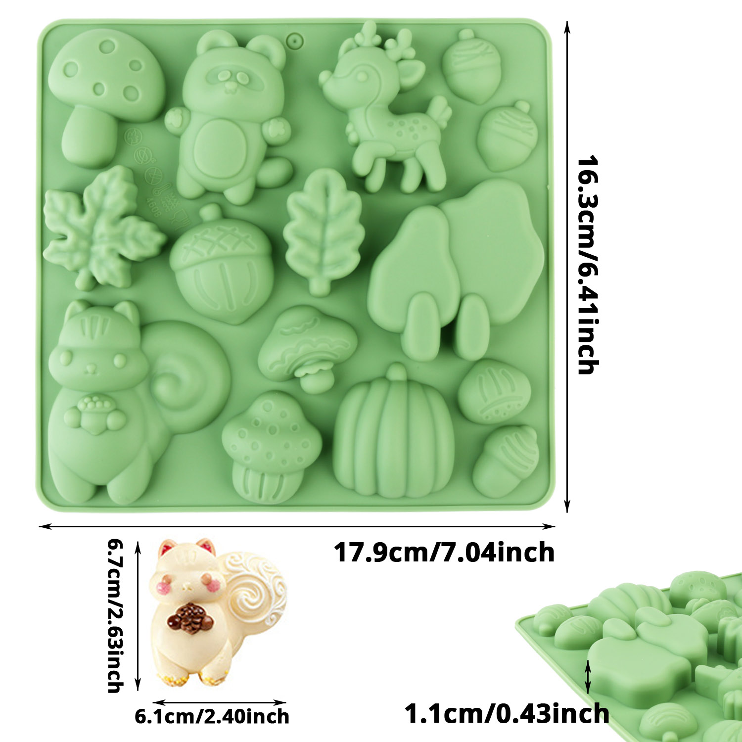 1個の動物の形をしたシリコンケーキ型、リスや鹿など、様々な動 - Silicone Mold Baking のレビューと価格