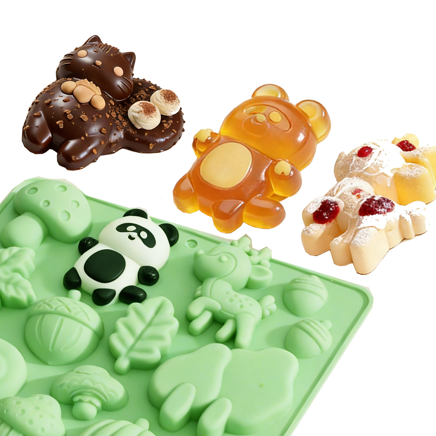 1個の動物の形をしたシリコンケーキ型、リスや鹿など、様々な動 - Silicone Mold Baking のレビューと価格